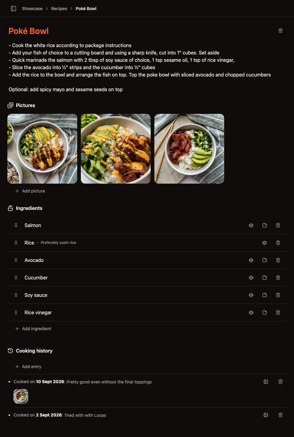 Home Hub recipes module